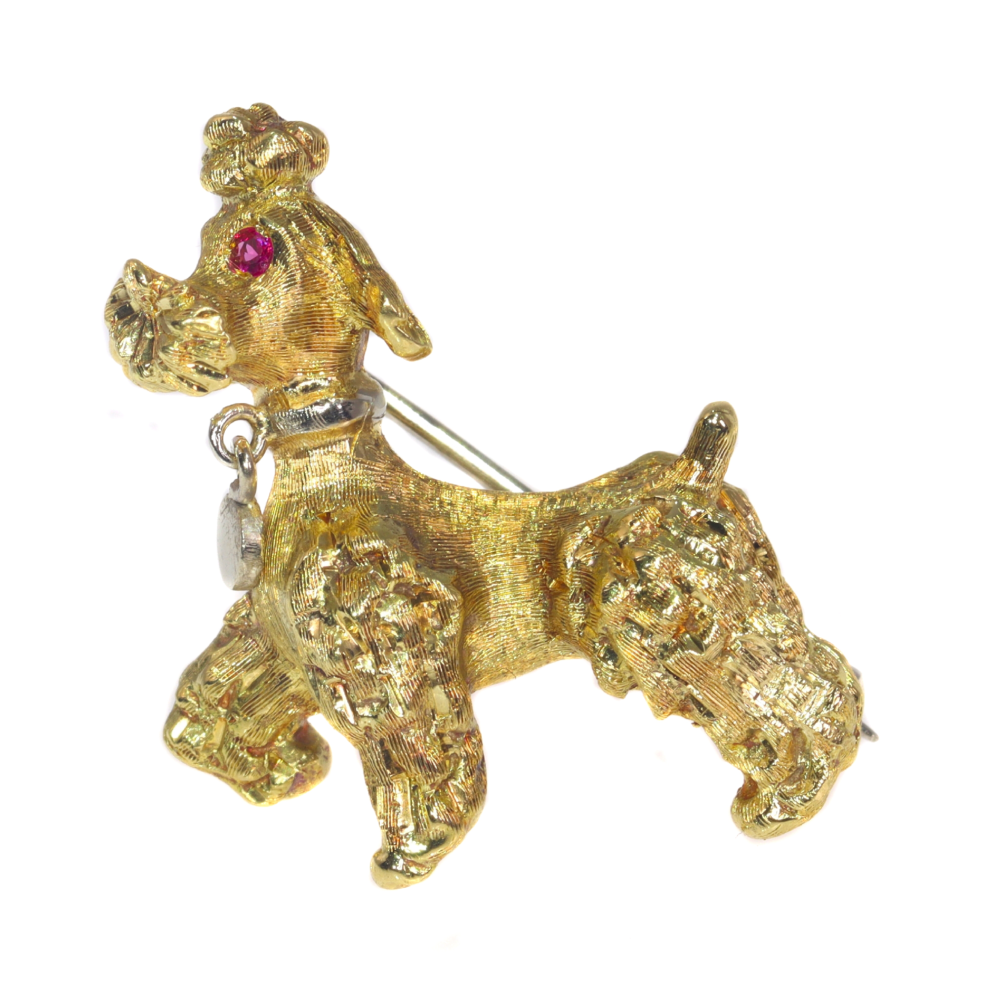 Vintage Fifties 18K yellow gold poodle brooch